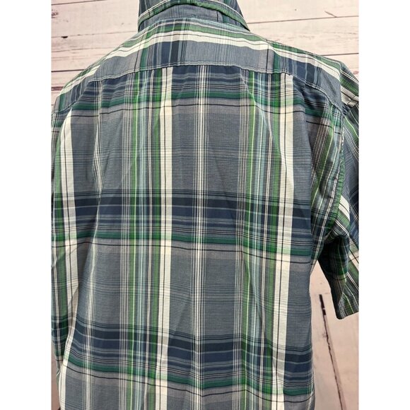 Eddie Bauer Travex Classic Fit Mens Medium Short sleeve button front shirt Plaid - Picture 12 of 12